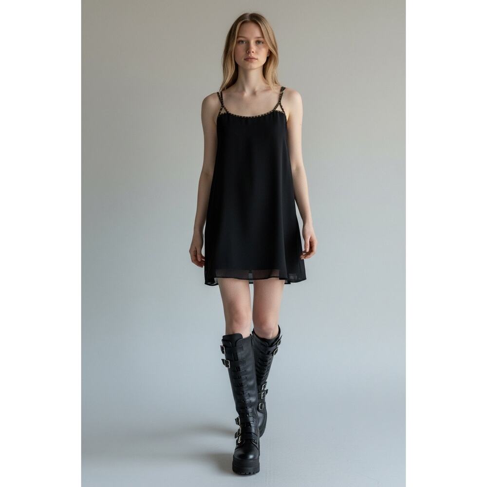 VTG Forever 21 Y2K Whimsigoth Witchy Black Strappy Fairy Grunge Dress Medium